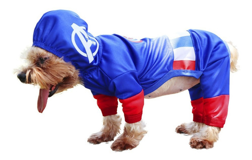 Disfraz De Capitán América Para Perro Mediano (talla 8 A 14)