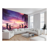 Papel De Parede Paisagem Por Do Sol Surf Praia 4m² Pds40