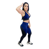 Conjunto Calca Legging Roupa De Academia Fitness Suplex Leg