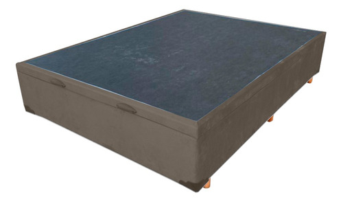 Base Box Baú Para Cama Viúva 1,28 M Slim Suede Marrom