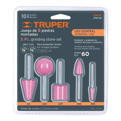 Juego De 5 Piedras Montadas Zanco 1/4' Y 1/8' Truper Jpm-52
