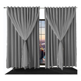 Cortina Cortinas Sala 4,00x2,70 Tecido Blackout Ana Cinza