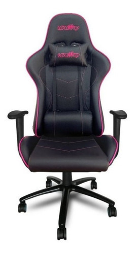 Silla Gamer Level Up Ares Reclinable Pc Negro Y Fucsia 1
