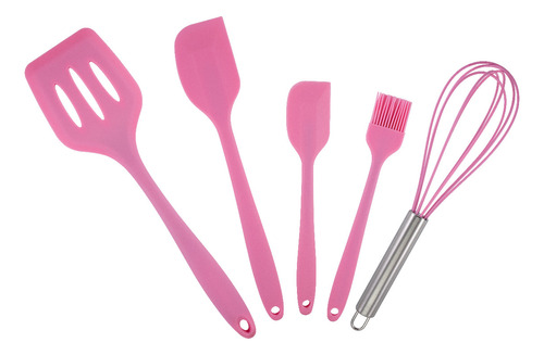 Juego De Utensilios Para Cocina De Silicón Color Rosa 5pzas