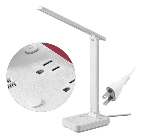 Lámpara Led De Sobremesa Multicontactos Regleta Ajusta Usb