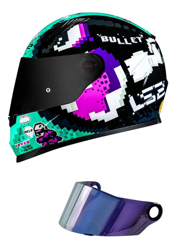 Capacete Masculino Ls2 Ff358 Bullet Preto + Viseira Camaleão