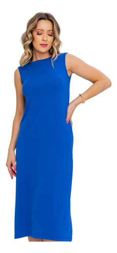 Vestido Feminino Midi Longo Básico Soltinho De Viscose