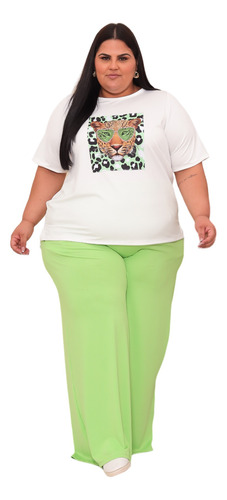 Blusa Tshirt Animal Print Moda Blogueira E Pantalona Ref 255