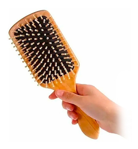 Cepillo Para El Cabello Plano En Bambú Y Madera