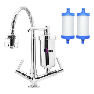 Torneira Com Filtro Gourmet Cozinha Bancada Mesa Metal Flexível 1/4 De Volta 2 Modos De Jato + Refil Extra