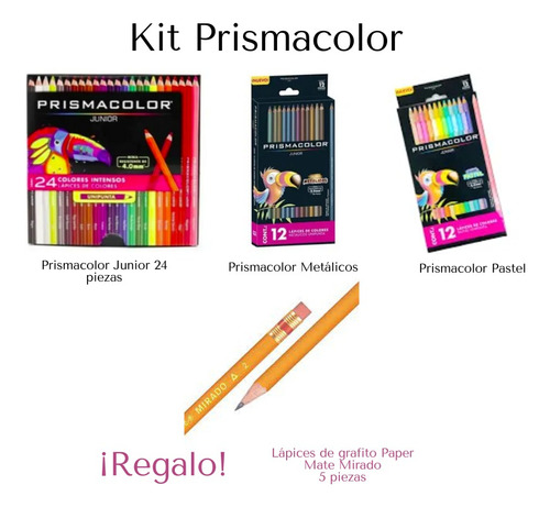 Kit Prismacolor Junior Largos + 12 Pastel + 12 Metálicos