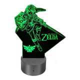 Lámpara Ilusión 3d Link Legend Of Zelda + Control Remoto