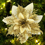 12 Flores Artificiales De Árbol De Navidad Con Purpurina,
