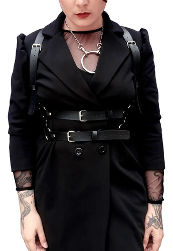 Cinturón Arnés Retro Cuero Vegano Gótico Dark Unisex Roxanne