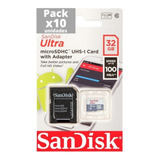 Pack X10 Tarjeta De Memoria Micro Sd 32 Gb Sandisk Celular