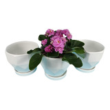 Kit 3 Vasos Cerâmica Cachepot Para Plantas E Suculentas