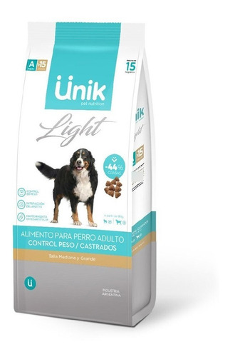 Alimento Unik Light Control Peso Perro Castrado Bolsa 15kg