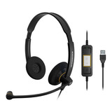 Auriculares Sennheiser Sc 60 Usbml Con Micrófono Color Negro