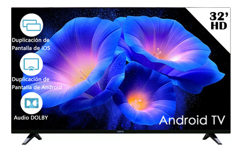 Smart Tv Pantalla 32 Pulgadas Vopo Android Tv Dled Hd Dolby Vision Hdr Admite Duplicación De Pantalla Para Teléfonos Android E Ios