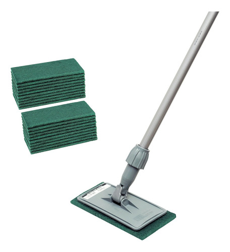 Mop Abrasivo Compacto Superpro Com Cabo + 20 Refis Verde