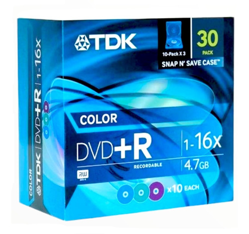 30 Pack Disco Virgen Para Dvd+r Recordable 16x 4.7gb Color
