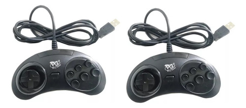 Kit 2 Controles Usb Sega Mega Drive P/ Pc Notebook Raspberry