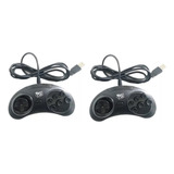 Kit 2 Controles Usb Sega Mega Drive P/ Pc Notebook Raspberry