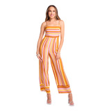 Palazzo Jumpsuit De Rayas Multicolor  Dama Devendi Denim Co.