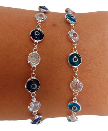 Pulsera Plata 925 Ojo Turco Ojito Protección  Suerte Amuleto