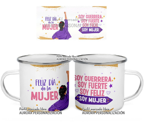 Mug Peltre Acero Regalo Dia Mujer Pocillo Taza Metalica 03