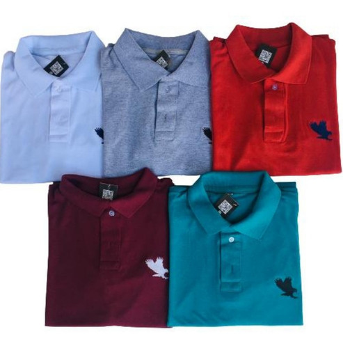 Camiseta Masculina Gola Polo Várias Cores Kit C/ 3 Camisetas