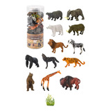 Animales Del Selva Wild Set De 12 Animales + Plantas 