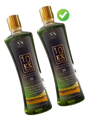 2 Pack Shampoo Crecimiento Acelerado  10 Extractos S/parabe 