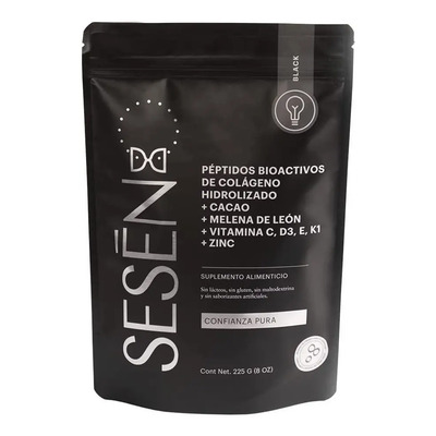 Sesen Black Péptidos de colágeno hidrolizado + cacao + melena de leon + vitamina c, d3, e, k1 + zinc Polvo 225g | Meses sin interés