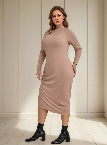 Vestido Ajustado Con Cordón Fruncido Con Abertura