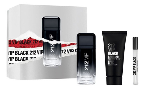 Kit De 3 Piezas 212 Vip Black De Carolina Herrera Edp 100 Ml