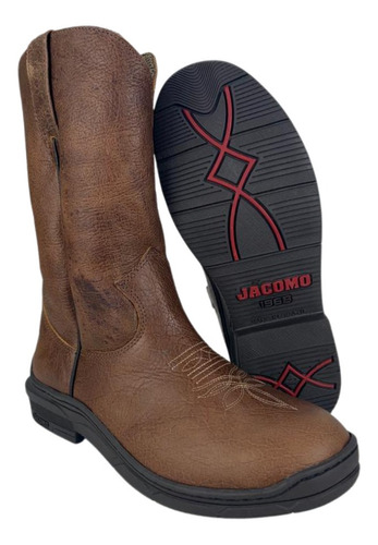 Bota Tênis Masculina Jácomo Country Couro Marrom Para Cowboy