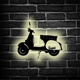 Velador Cuadro Moto Vespa Retroiluminado Led