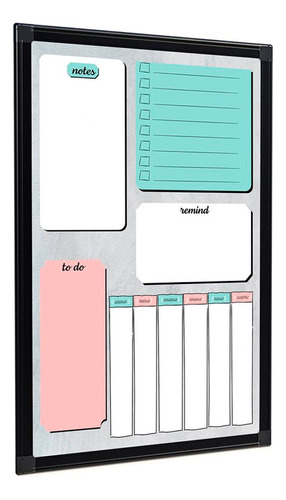 Planner Semanal Parede 60x40cm Lousa Planejador Preto