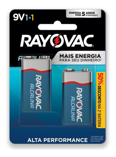 02 Pilhas Bateria 9v Alcalina Rayovac