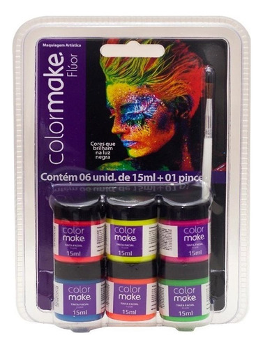 Tinta Líquida Fluorescente 6 Cores Cítricas - Neon Facial