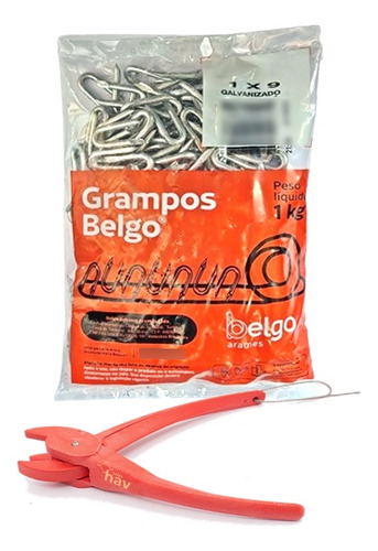 Kit Instalação Tela Cerca Soldada 1kg Grampo Belgo + Alicate