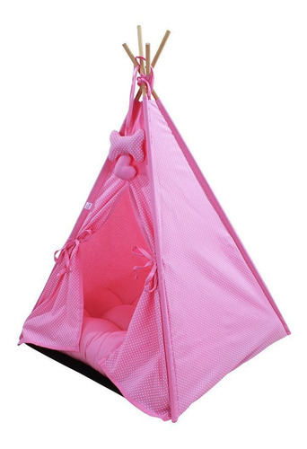 Cama Pet Cabana Camping Poá Cachorro Gato Amourpet Cor Pink