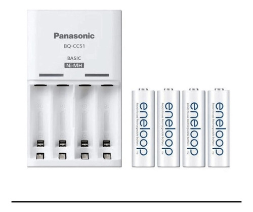 Carregador Com 4 Pilhas Aa Eneloop 2000mah Panasonic