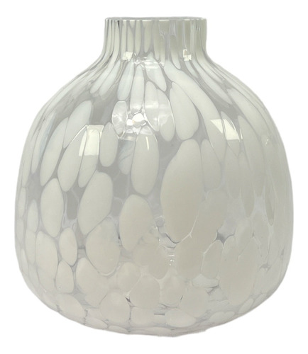 Vaso Vidro Transparente Manchado Branco Pequeno 10cm