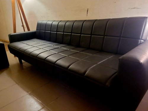 Sillon Sofa Cama Vintage Negro 3 Cuerpos