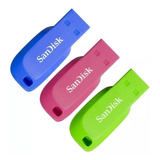 Triple Pack Pendrive Sandisk 32 Gb Usb 2.0 Rosado Azul Verde