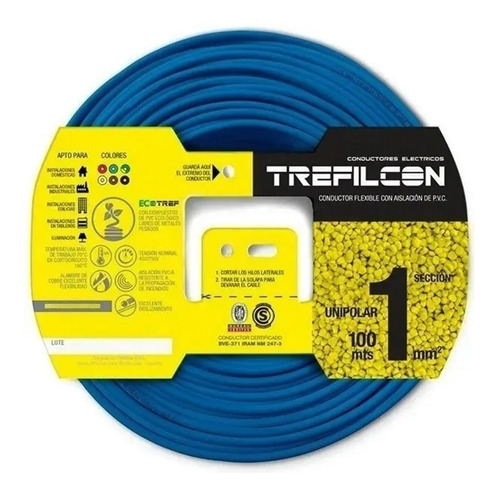 Cable Unipolar 1mm Trefilcon Celeste X 20mts