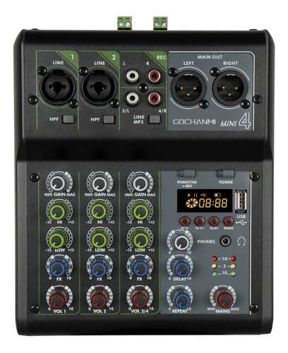 Consola Amplificada Gc Mini4 4 Canales Powered Mixer Usb