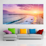 Cuadro Poliptico Amanecer Playa Mar Sol Xxl Art 192x100cm